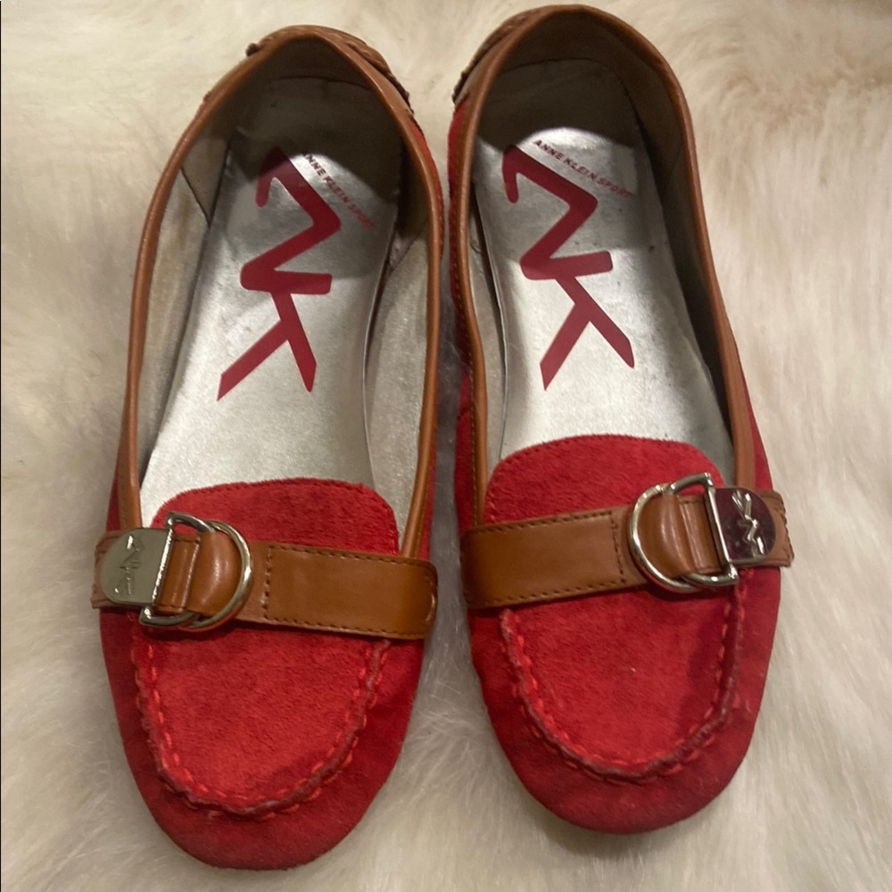 Anne Klein Red and Brown Loafers